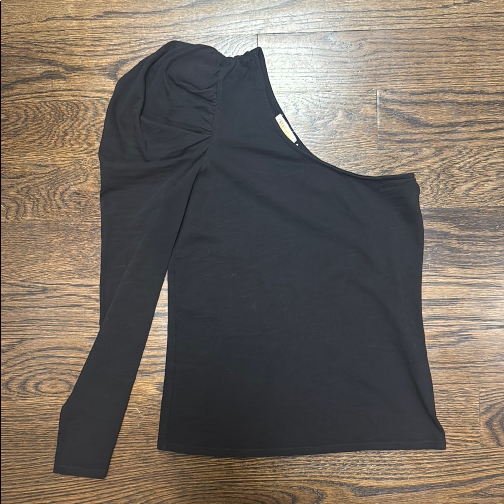 Nation LTD Black One Shoulder Long Sleeve Top